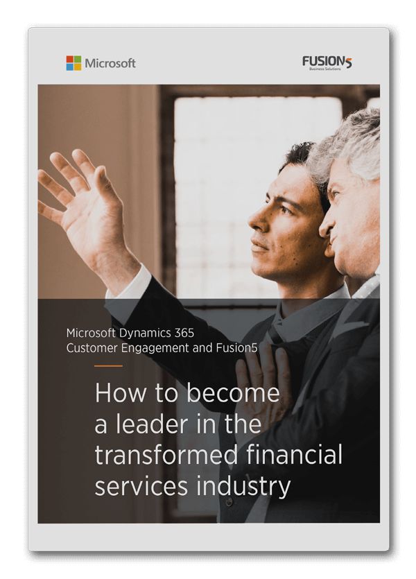 Mockup of Microsoft CRM Financial Services eBook