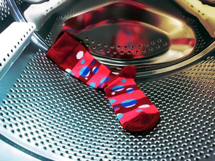 Do not forget the red or colourful sock in a washing machine!