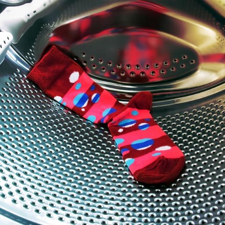 Do not forget the red or colourful sock in a washing machine!