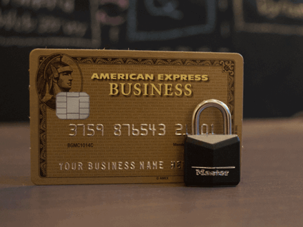 American Express Gold Card with a lock
