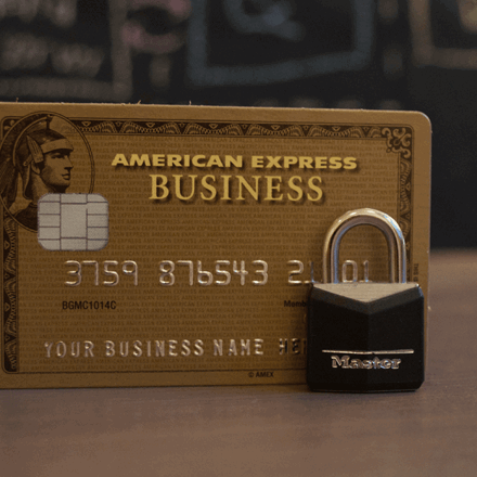 American Express Gold Card with a lock
